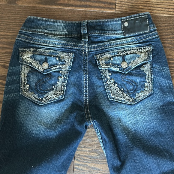 Silver Jeans Co. Suki Blue Jeans w/ silver Embroidery Vintage - Picture 3 of 3
